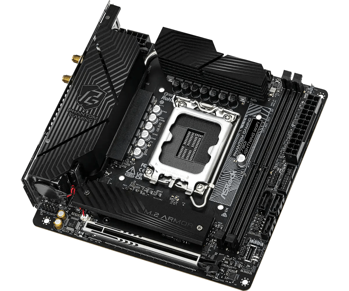 ASRock PHANTOM GAMING Z790I Lightning WiFi Intel LGA1700 Gaming Motherboard | 1190 - MXBNM0 - A0UAYZ - 4710483946660 - Vektra Computers LLC ASRock PHANTOM GAMING Z790I Lightning WiFi Intel LGA1700 Gaming Motherboard | 1190 - MXBNM0 - A0UAYZ - 4710483946660 - Vektra Computers LLC